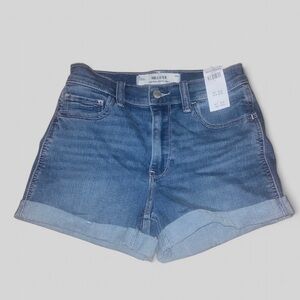 Hollister High Rise Denim Jean Cuffed Shortie Short Women’s W26 Sz 2 NWT